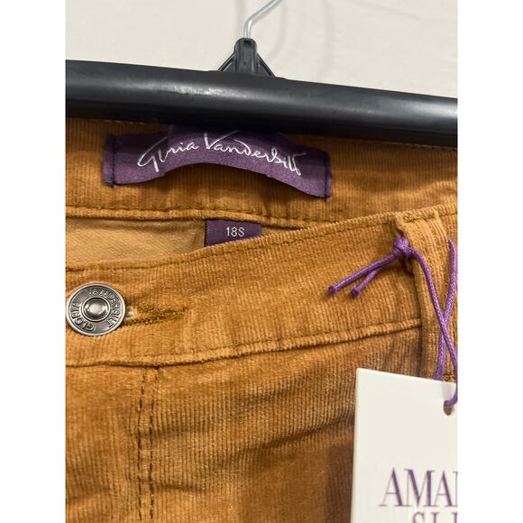 Gloria Vanderbilt Amanda Slim Corduroy Jeans Womens 18 Petite Cider Spice - Picture 2 of 4